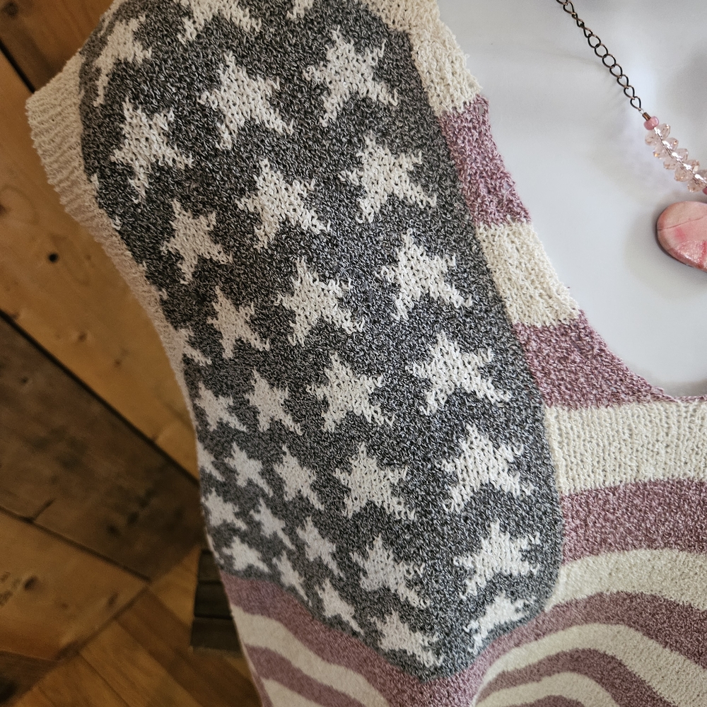 POL Patriotic Americana Lightweight Knit Flag Sweater Med - Picture 5 of 11